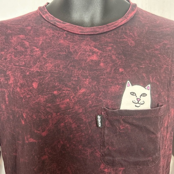 Rare Ripndip Burgundy Long Sleeve Tee with Cat Pocket - Picture 2 of 6